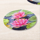 Levendige waterlelies op een rustige vijver ronde kartonnen onderzetter (Gebogen)
