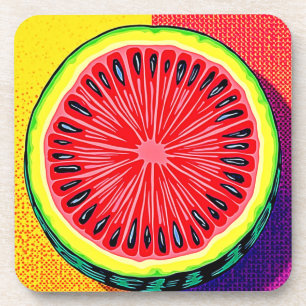 Levendige Watermeloen Pop Art Bier Onderzetter
