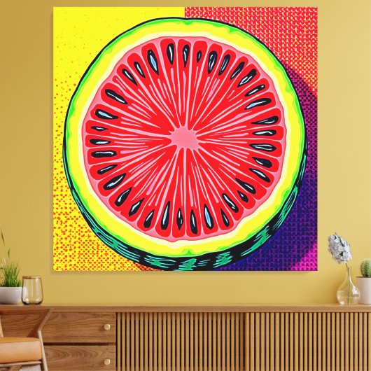 Levendige Watermeloen Pop Art Canvas Afdruk (Insitu (Woonkamer))