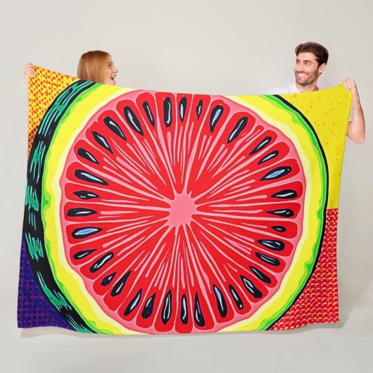 Levendige Watermeloen Pop Art Fleece Deken (In situ)