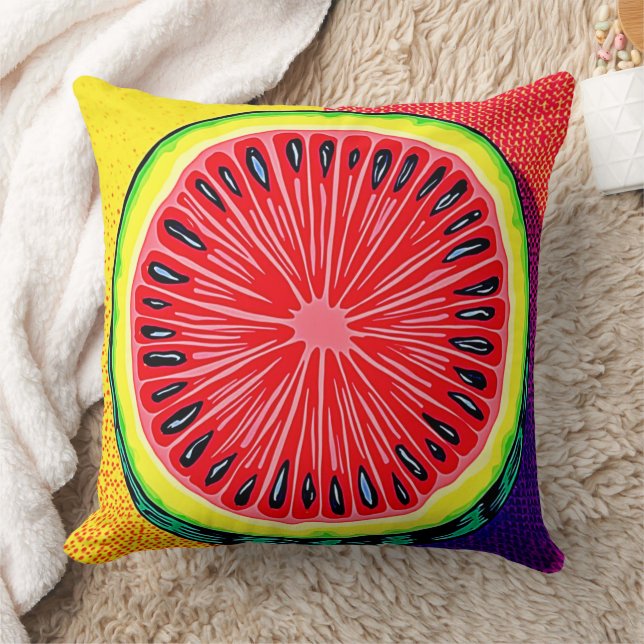 Levendige Watermeloen Pop Art Kussen (Deken)