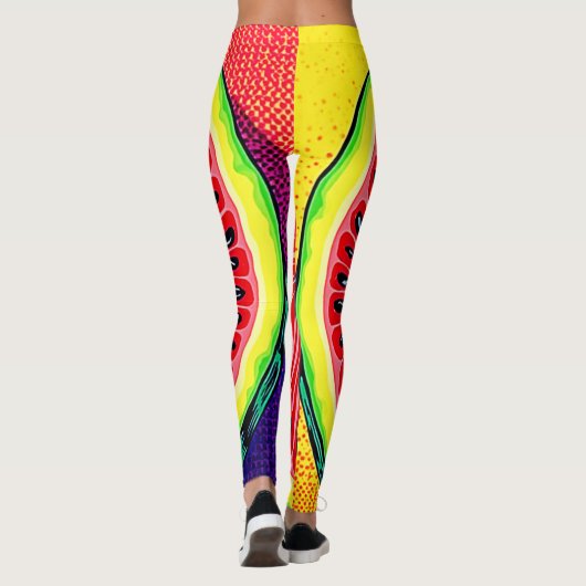 Levendige Watermeloen Pop Art Leggings (Achterkant)