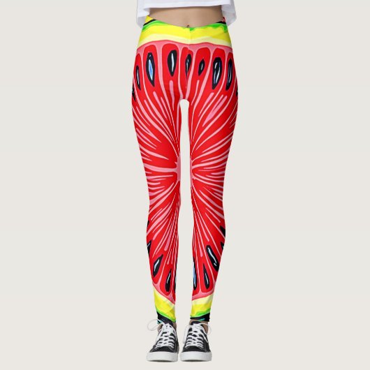Levendige Watermeloen Pop Art Leggings (Voorkant)