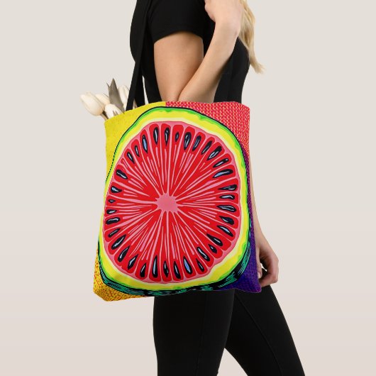 Levendige Watermeloen Pop Art Tote Bag (Dichtbij)