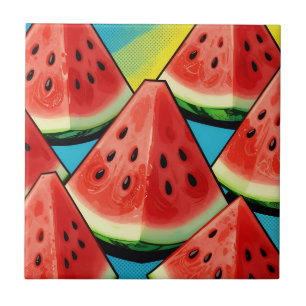 Levendige Watermeloen Schijven Pop Art Tegeltje