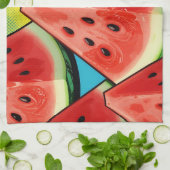 Levendige Watermeloen Schijven Pop Art Theedoek (Gevouwen)