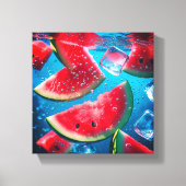 Levendige Watermeloen Slices Onderwater – Verfriss Canvas Afdruk (Voorkant)
