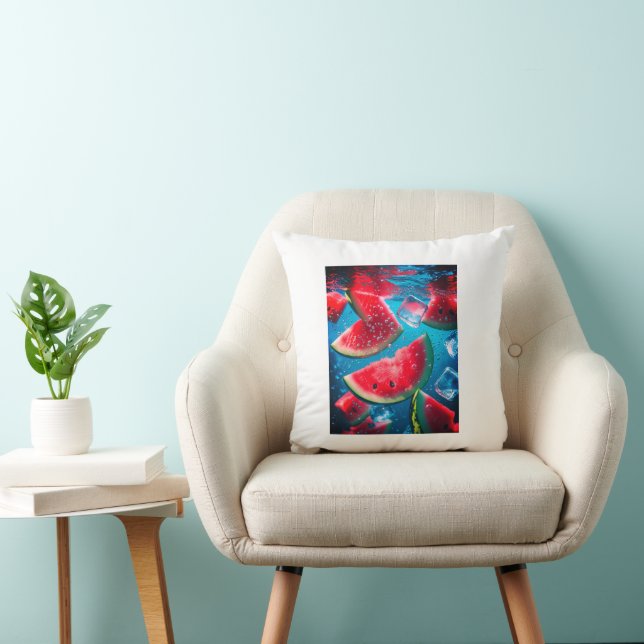 Levendige Watermeloen Slices Onderwater – Verfriss Kussen (Stoel)
