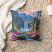 Levendige waterval en berglandschap kussen (Deken)