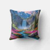 Levendige waterval en berglandschap kussen (Achterkant)