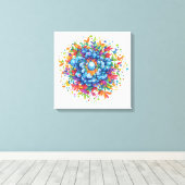 Levendige Waterverf Blauwe Bloemboeket Canvas Afdruk (Insitu (Houten vloer))