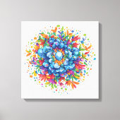 Levendige Waterverf Blauwe Bloemboeket Canvas Afdruk (Voorkant)