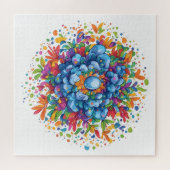 Levendige Waterverf Blauwe Bloemboeket Legpuzzel (Horizontaal)