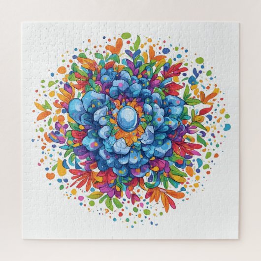 Levendige Waterverf Blauwe Bloemboeket Legpuzzel (Verticaal)