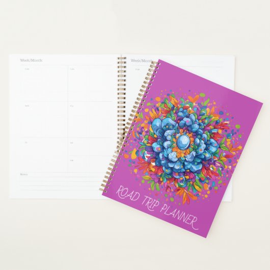 Levendige Waterverf Blauwe Bloemboeket Planner (Display)