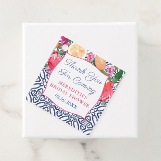 Levendige Waterverf Bloemen Citrus Tegels Dank u Bedankjes Labels (In situ)