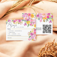 Levendige Waterverf Bloemen Script Wedding QR RSVP