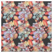 Levendige Waterverf Bloemen Stof op Zwart (Close Up)