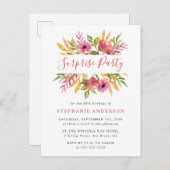Levendige Waterverf Bloemen Verrassing Verjaardags Uitnodiging Briefkaart (Voorkant / Achterkant)