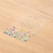 Levendige Waterverf Bloemenbruiloft Acryl Uitnodigingen (Laagn)