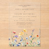 Levendige Waterverf Bloemenbruiloft Acryl Uitnodigingen (Voorkant)