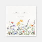 Levendige Waterverf Bloemenbruiloft Servet (Voorkant)