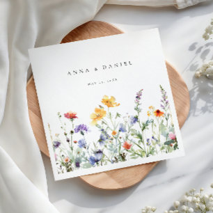 Levendige Waterverf Bloemenbruiloft Servet