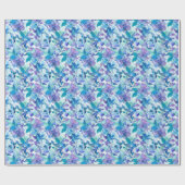 Levendige Waterverf Bloemenpatroon in Blauw en Bla Cadeaupapier (Vlak)