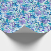 Levendige Waterverf Bloemenpatroon in Blauw en Bla Cadeaupapier (Hoek)