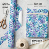 Levendige Waterverf Bloemenpatroon in Blauw en Bla Cadeaupapier