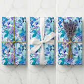 Levendige Waterverf Bloemenpatroon in Blauw en Bla Cadeaupapier
