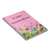 Levendige waterverf bloementuin (Pink Bkgrd) Notitieboek (Rechterzijde)