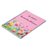 Levendige waterverf bloementuin (Pink Bkgrd) Notitieboek (Linkerzijde)