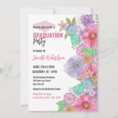 Levendige Waterverf Blooms en groen Afstuderen Kaart (Voorkant)