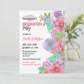 Levendige Waterverf Blooms en groen Afstuderen Kaart (Staand voorkant)