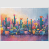Levendige Waterverf Cactus en Bloemen Decoupage Tissuepapier (Voorkant)