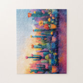 Levendige Waterverf Cactus en Bloemen Legpuzzel (Verticaal)