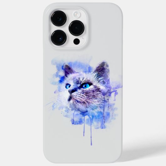 Levendige Waterverf Cat Face T-shirt Case-Mate iPhone Case (Achterkant)