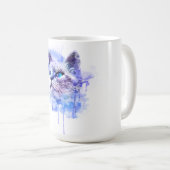 Levendige Waterverf Cat Face T-shirt Koffiemok (Voorkant rechts)