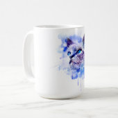 Levendige Waterverf Cat Face T-shirt Koffiemok (Voorkant links)