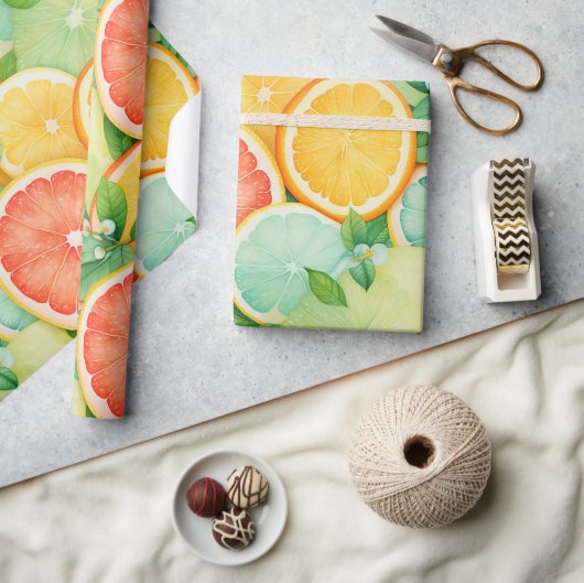 Levendige Waterverf Citroenschijf Wrap Cadeaupapier (Crafts)