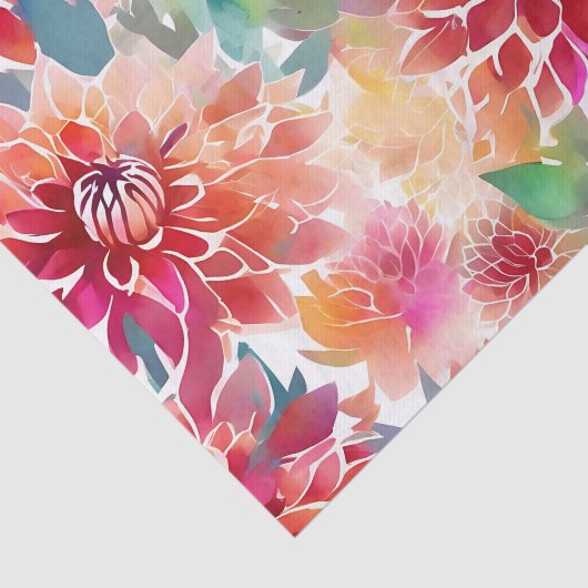 Levendige Waterverf Dahlia Tissuepapier (Detail)