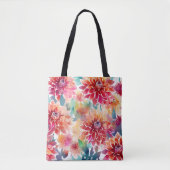 Levendige Waterverf Dahlia Tote Bag (Voorkant)
