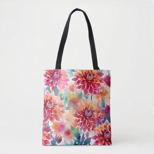 Levendige Waterverf Dahlia Tote Bag (Voorkant)