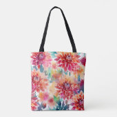 Levendige Waterverf Dahlia Tote Bag (Achterkant)