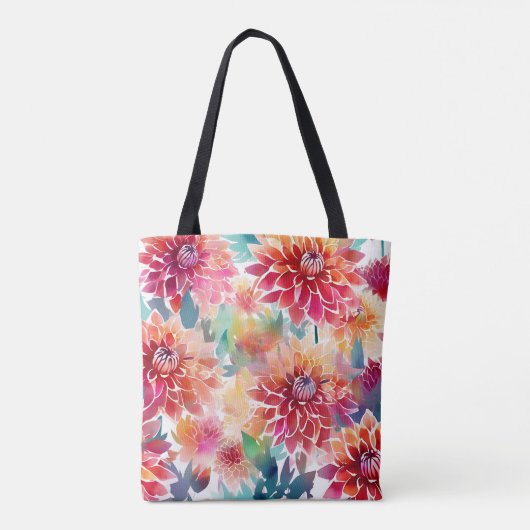 Levendige Waterverf Dahlia Tote Bag (Achterkant)