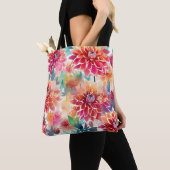 Levendige Waterverf Dahlia Tote Bag (Dichtbij)