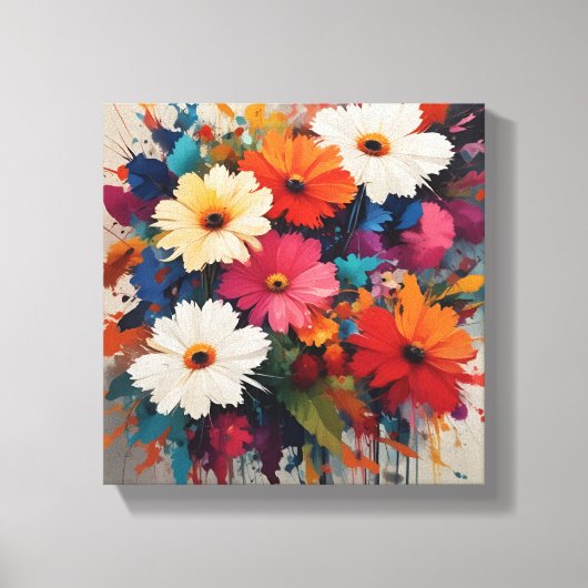 Levendige Waterverf Daisy Bouquet Canvas Afdruk (Voorkant)