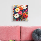 Levendige Waterverf Daisy Bouquet Canvas Afdruk (Insitu (Woonkamer))