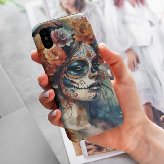 Levendige Waterverf Dia de los Muertos Catrina Case-Mate iPhone Case